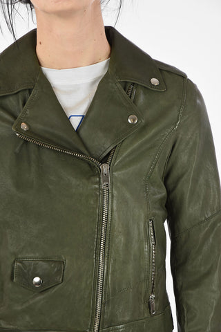 Leather Cropped R-SERY Biker Jacket