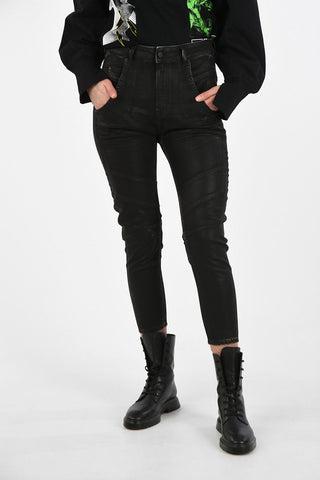 High-Waist  Coated Cotton FAYZA-NE SP Sweat Jogg jeans With Ankle Zip