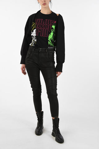 High-Waist  Coated Cotton FAYZA-NE SP Sweat Jogg jeans With Ankle Zip