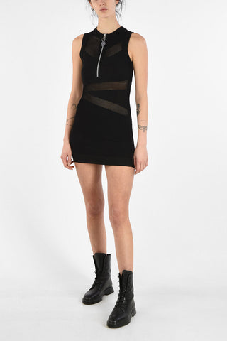 Half Zip Mesh M-FROUX Mini Bodycon Dress