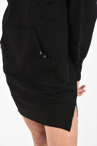 Distressed Sweat D-ILSE Asymmetric Dress with Hood 