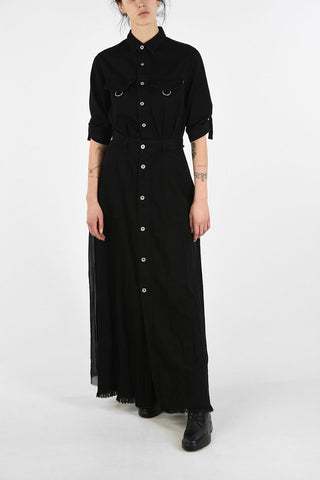 Denim Maxi DE-ISABELA Shirtdress with Frayed Hem