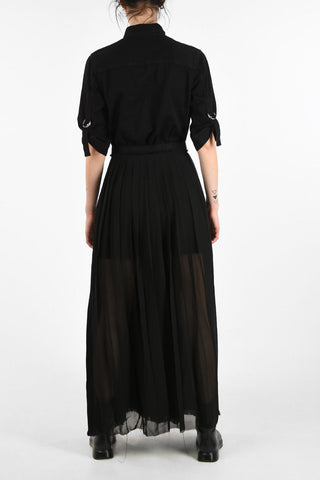 Denim Maxi DE-ISABELA Shirtdress with Frayed Hem