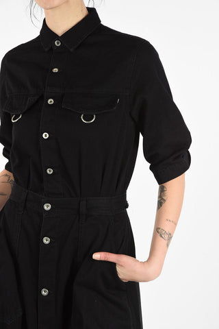 Denim Maxi DE-ISABELA Shirtdress with Frayed Hem