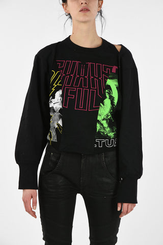 Embroidered F-KAYA Crew-Neck Sweatshirt with Cut Out Detail