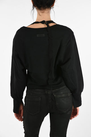 Embroidered F-KAYA Crew-Neck Sweatshirt with Cut Out Detail