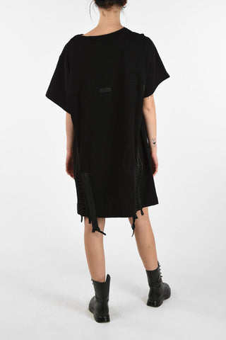 Front Pockets Sweat D-MAUDY Oversize Dress with Lace-Up Details
