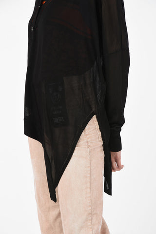 V-Neck Sheer M-KNOW Asymmetric Cardigan