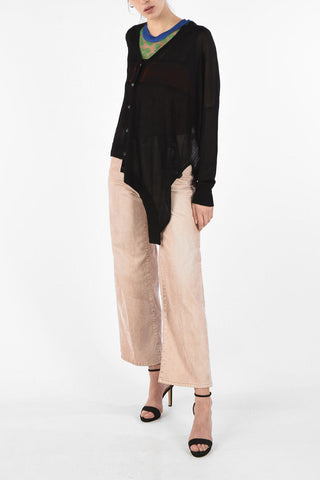 V-Neck Sheer M-KNOW Asymmetric Cardigan