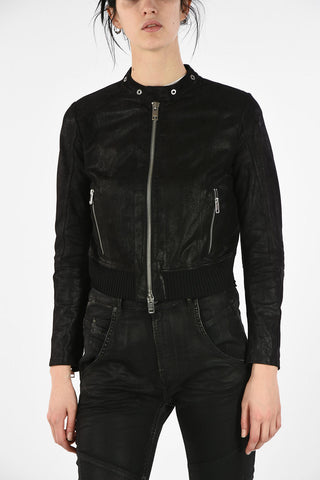 Glittered Leather L-LYSSA-G Cropped Jacket