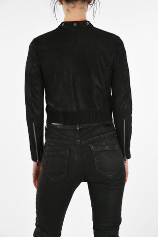 Glittered Leather L-LYSSA-G Cropped Jacket