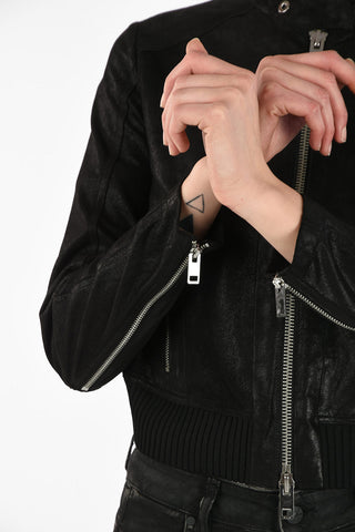 Glittered Leather L-LYSSA-G Cropped Jacket