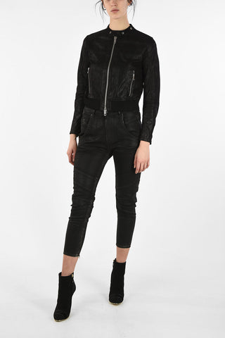 Glittered Leather L-LYSSA-G Cropped Jacket