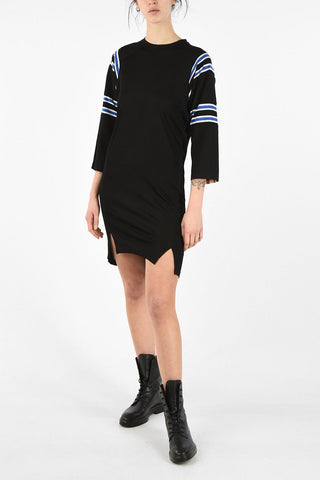 Knit Asymmetric D-UBY Bodycon Dress with 3/4 Sleeve