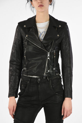 Leather Cropped L-TARAS Biker Jacket