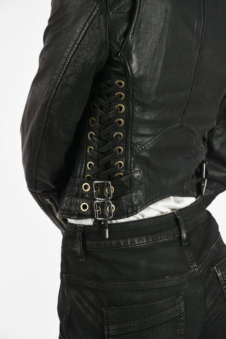 Leather Cropped L-TARAS Biker Jacket