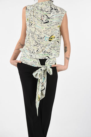 MM4 Graffiti Paint Silk Top with Bow