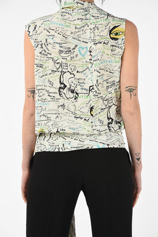 MM4 Graffiti Paint Silk Top with Bow