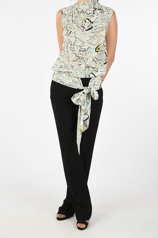 MM4 Graffiti Paint Silk Top with Bow