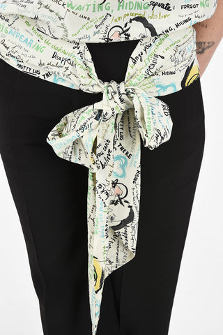 MM4 Graffiti Paint Silk Top with Bow