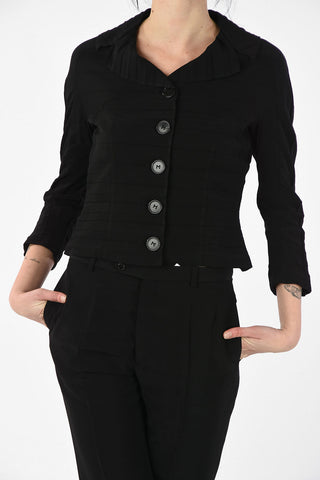 MM0  Creased Effect Blazer with 3/4 Sleeve