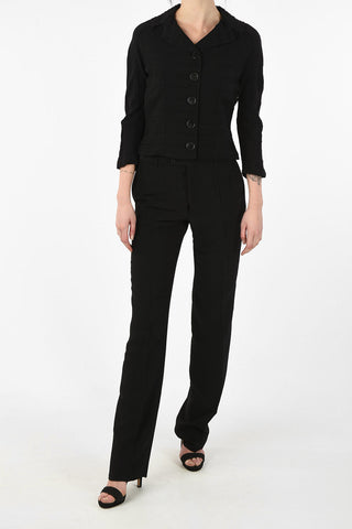 MM0  Creased Effect Blazer with 3/4 Sleeve