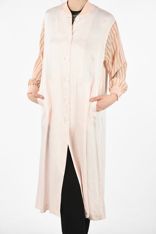 MM6 Striped Sleeve Maxi Coat With Side Pockets