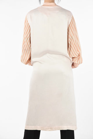 MM6 Striped Sleeve Maxi Coat With Side Pockets