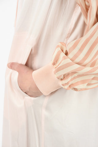 MM6 Striped Sleeve Maxi Coat With Side Pockets