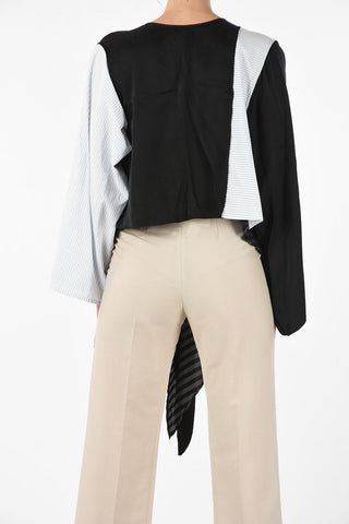 MM6 V-Neck Striped Asymmetric Top