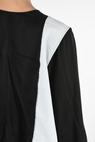 MM6 V-Neck Striped Asymmetric Top