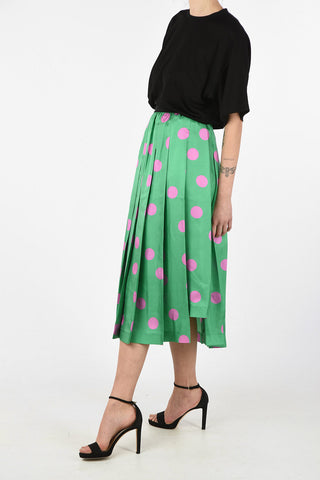 MM4 Polka Dots Silk Circle Skirt with Drawstring
