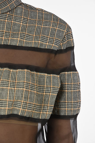 MM1 Sheer Details Prince of Wales Blouse With Back Closure