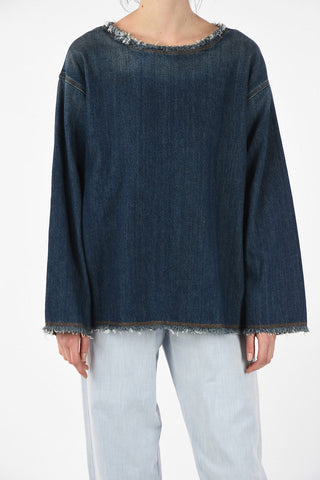 MM6 Frayed Hem Denim Tunic