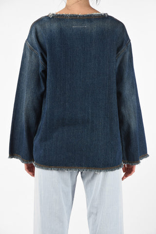 MM6 Frayed Hem Denim Tunic