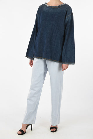 MM6 Frayed Hem Denim Tunic