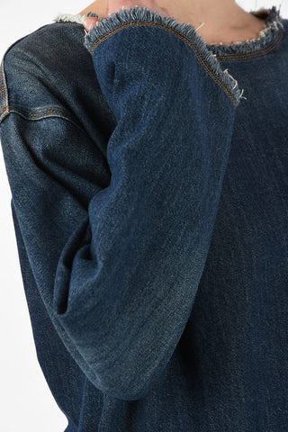 MM6 Frayed Hem Denim Tunic