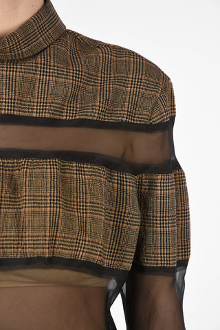 MM1 Sheer Details Prince of Wales Blouse With Back Closure