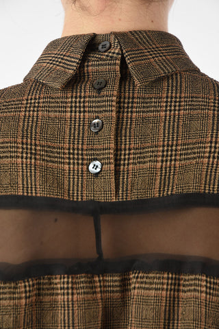 MM1 Sheer Details Prince of Wales Blouse With Back Closure