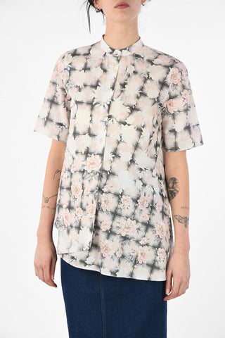 MM6 Floral-Print Mandarin Collar Shirt