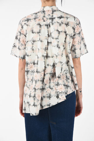 MM6 Floral-Print Mandarin Collar Shirt