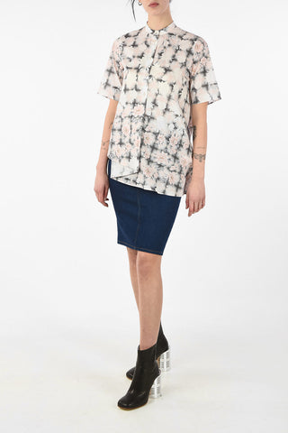 MM6 Floral-Print Mandarin Collar Shirt