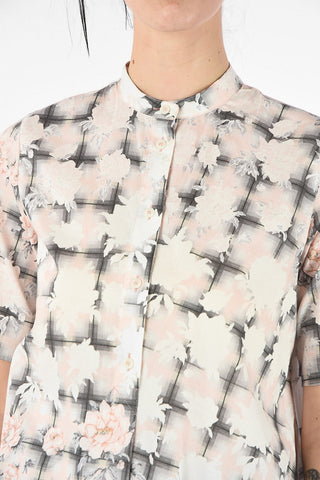 MM6 Floral-Print Mandarin Collar Shirt