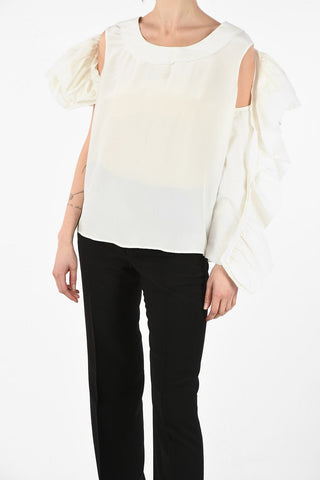 MM0 Leg-o-Mutton Sleeve and Ruffled Sleeve Asymmetric Top