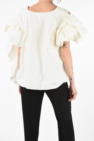 MM0 Leg-o-Mutton Sleeve and Ruffled Sleeve Asymmetric Top