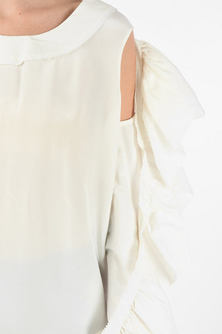 MM0 Leg-o-Mutton Sleeve and Ruffled Sleeve Asymmetric Top