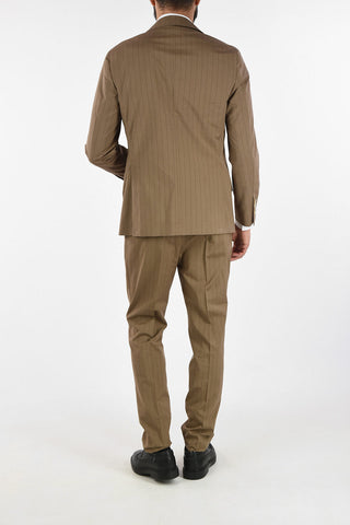 Virgin Wool and Cotton Pencil Striped 2-Button Suit