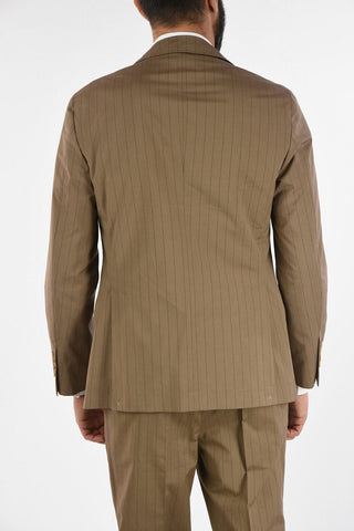 Virgin Wool and Cotton Pencil Striped 2-Button Suit