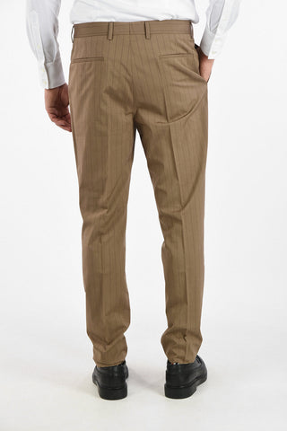 Virgin Wool and Cotton Pencil Striped 2-Button Suit