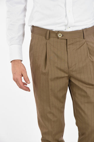Virgin Wool and Cotton Pencil Striped 2-Button Suit